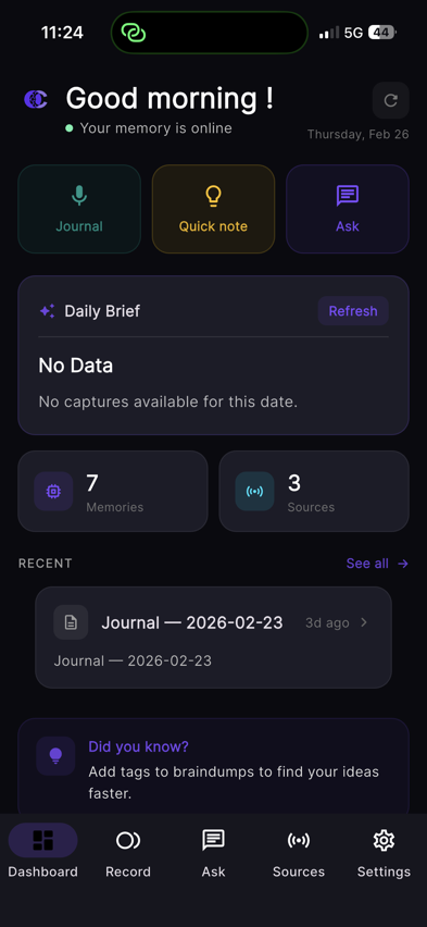 OpenClone iOS — Dashboard