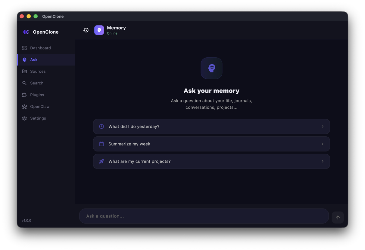 OpenClone macOS — Ask