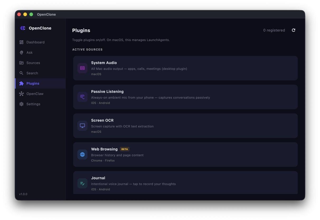 OpenClone macOS — Plugins